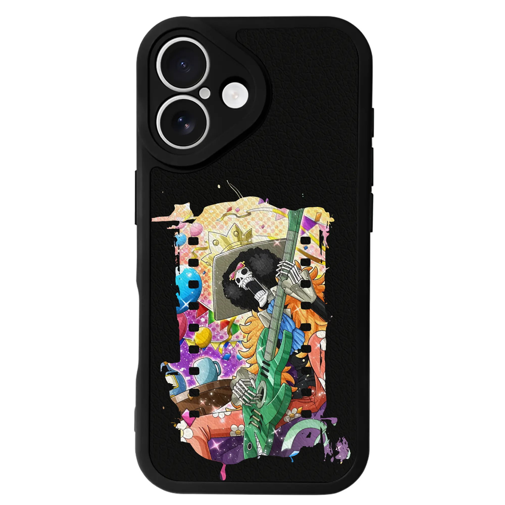 ワンピース グッズ ブルック - IPhone 16シリーズ対応 ・ シリコンスマホケース ・ レザー調 ・ 高精度フィット ・ 耐衝撃 ・ ワイヤレス充電対応 ・ 精密カット